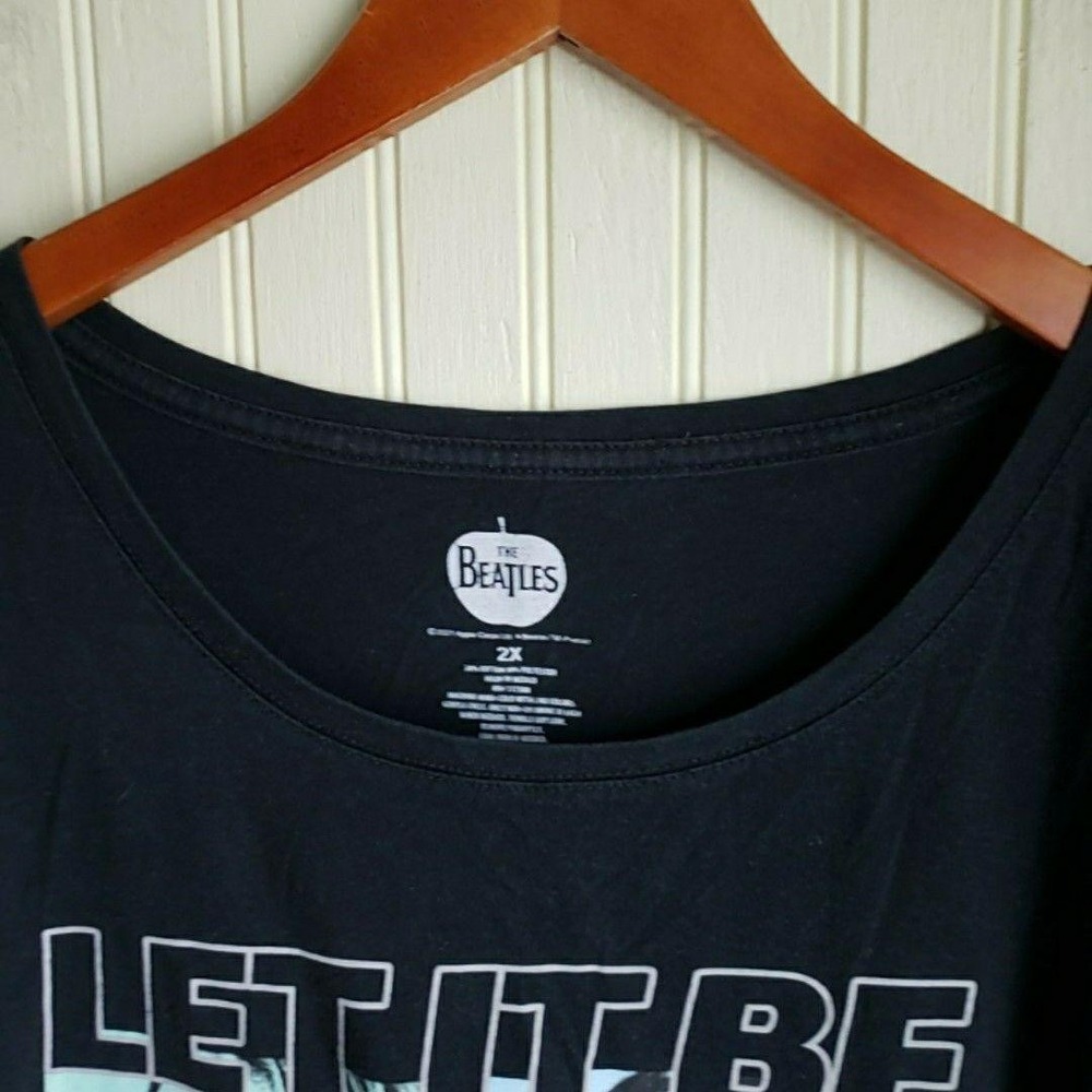 The Beatles Shirt Womens Plus 2X Black Short Sleeve Let It‎ Be Graphic Top